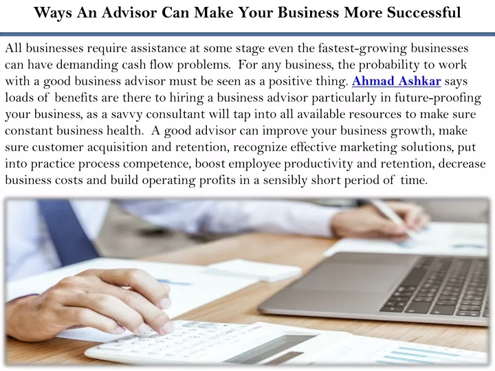 ways an advisor can make your business more