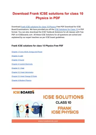 download frank icse solutions for class