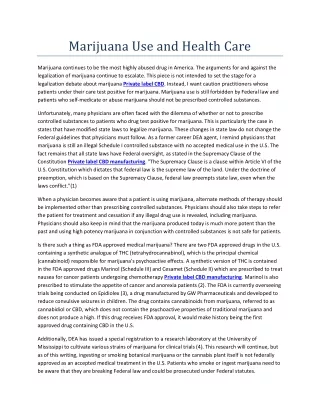 marijuana use and health care