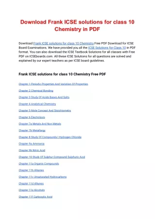 download frank icse solutions for class