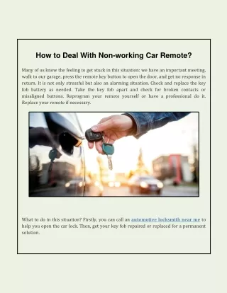 How to Deal With Non-working Car Remote