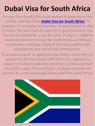 Apply Dubai Visa for South Africa