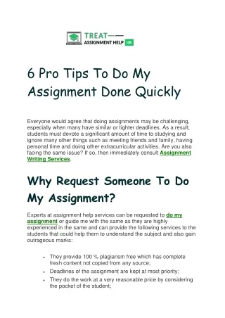 6 pro tips to do my assignment done quickly
