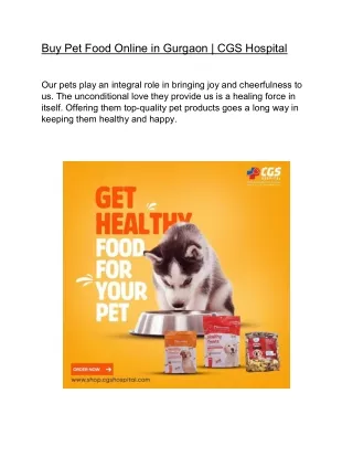 Buy Pet Food Online in Gurgaon | CGS Hospital