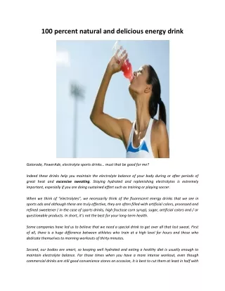 100 percent natural and delicious energy drink