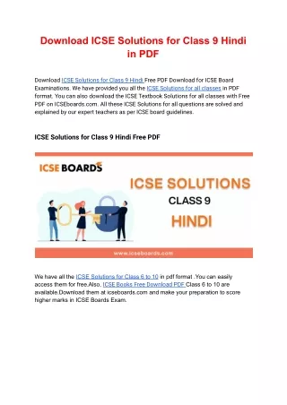 download icse solutions for class 9 hindi in pdf