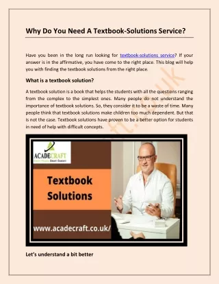 why do you need a textbook solutions service