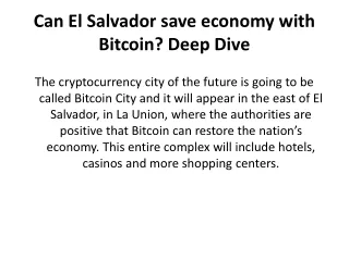 can el salvador save economy with bitcoin deep dive