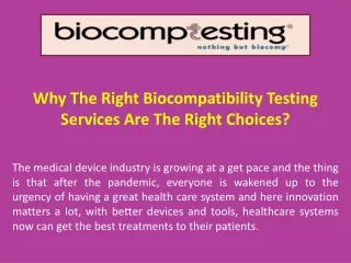 why the right biocompatibility testing services
