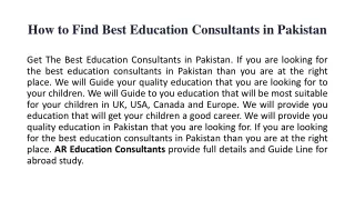 How to Find Education Consultants in Pakistan