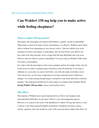 Can Waklert 150 mg help you to make active while feeling sleepiness