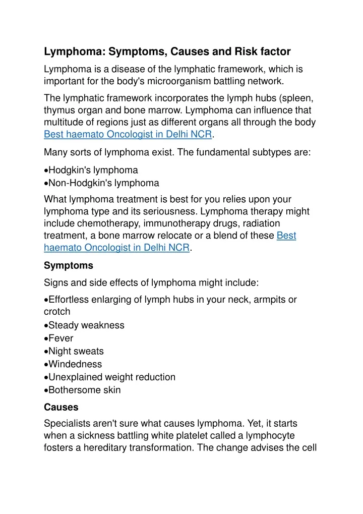 lymphoma symptoms causes and risk factor lymphoma