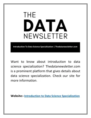 Introduction To Data Science Specialization | Thedatanewsletter.com