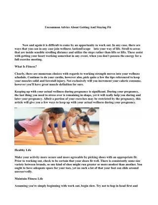 uncommon advice about getting and staying fit