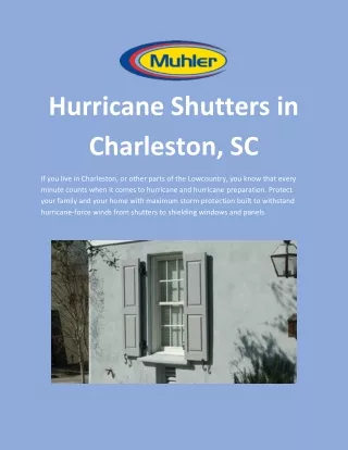Hurricane Shutters in Charleston, SC