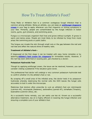 How To Treat Athlete’s Foot