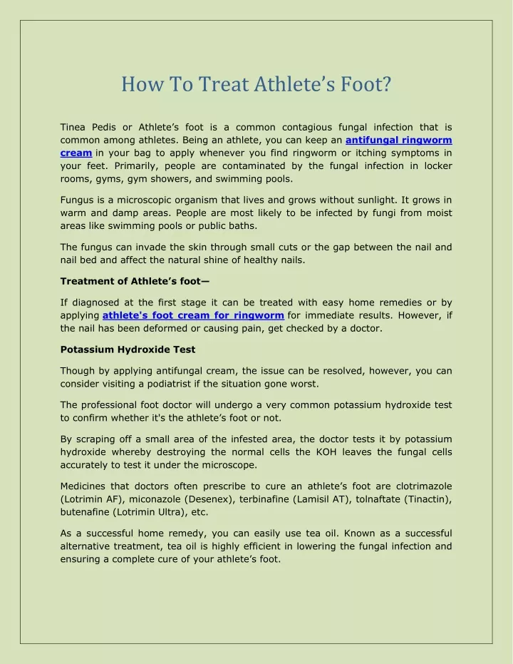 how to treat athlete s foot