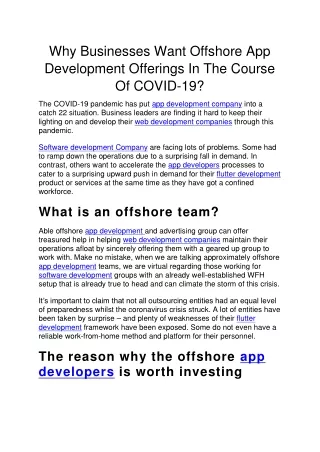why businesses want offshore app development