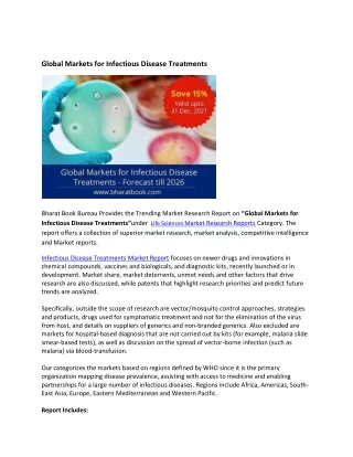 Global Infectious Disease Treatments Market Research Report 2021-2026