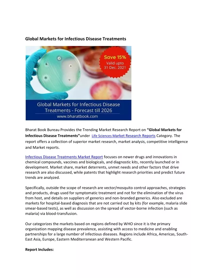 global markets for infectious disease treatments
