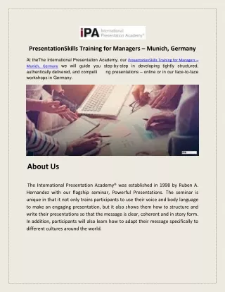 PresentationSkills Training for Managers – Munich, Germany
