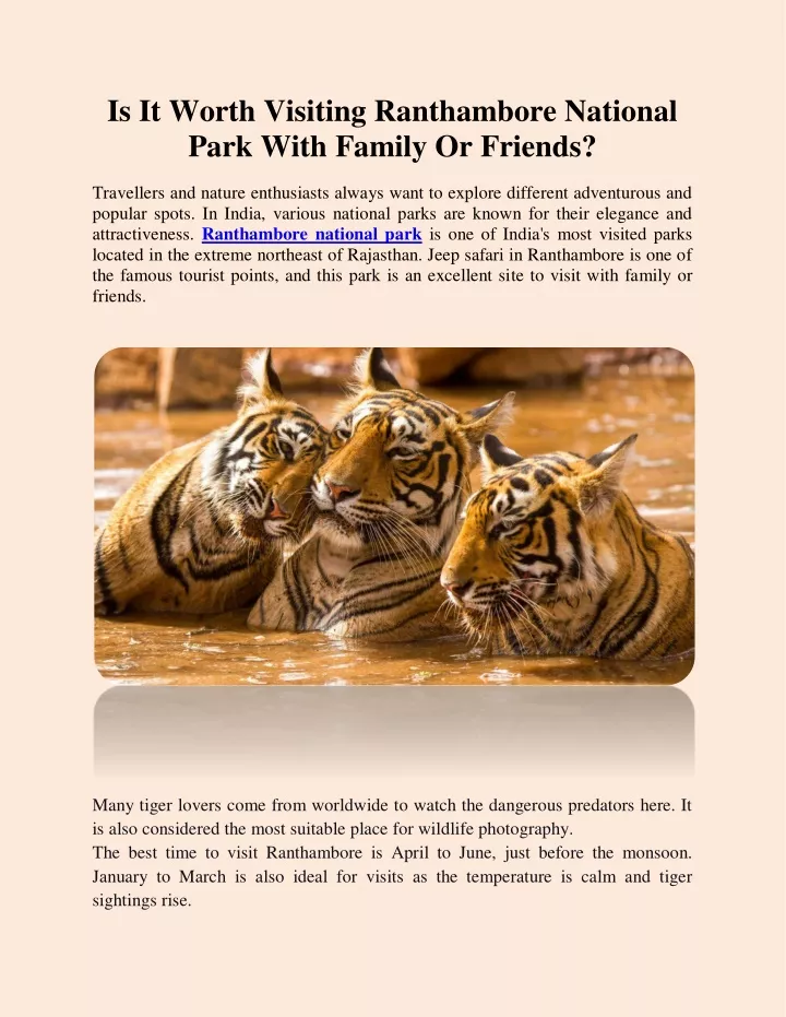 is it worth visiting ranthambore national park