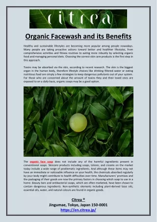 Organic Facewash and its Benefits