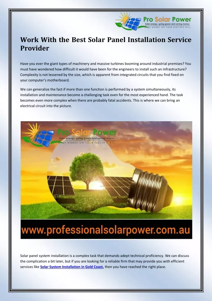 work with the best solar panel installation