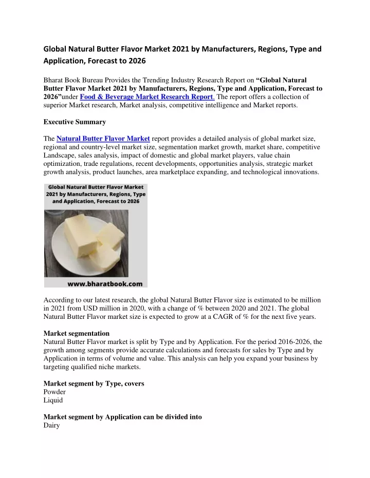 global natural butter flavor market 2021