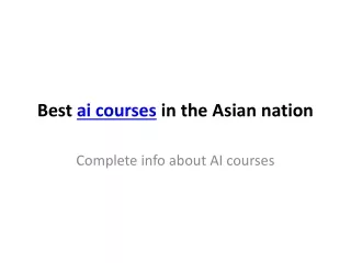 Best ai courses in the Asian nation