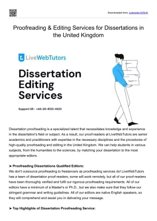 PROOFREADING & EDITING SERVICES FOR DISSERTATIONS IN THE UNITED KINGDOM