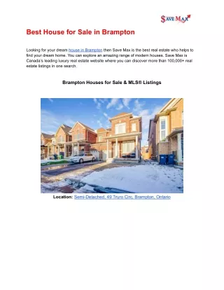 best house for sale in brampton