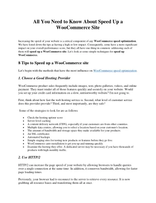 all you need to know about speed up a woocommerce