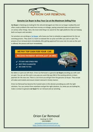 Genuine Car Buyer to Buy Your Car at the Maximum Selling Price