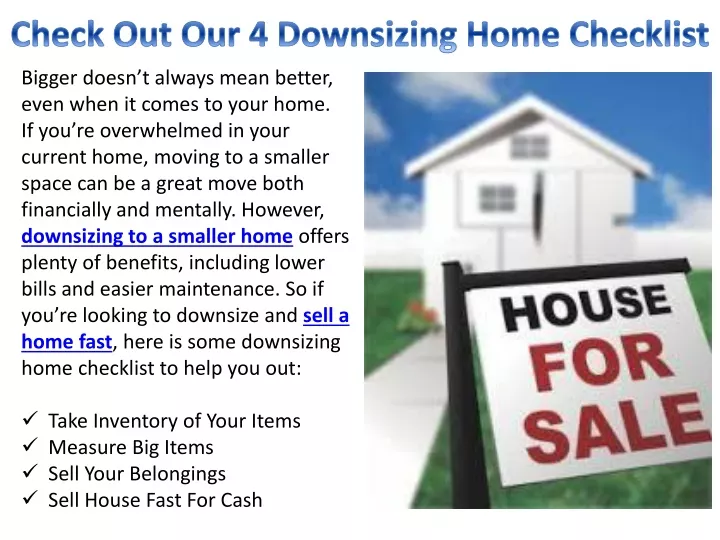 check out our 4 downsizing home checklist