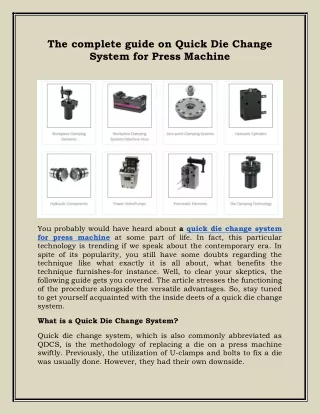 the complete guide on quick die change system