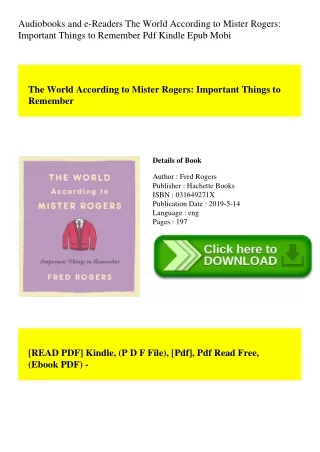 Audiobooks and e-Readers The World According to Mister Rogers Important Things to Remember Pdf Kindle Epub Mobi