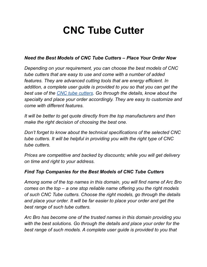 cnc tube cutter