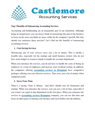 Top 3 Benefits of Outsourcing Accounting Services