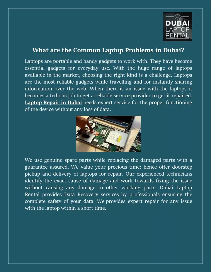 what are the common laptop problems in dubai