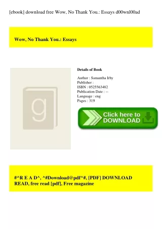 [ebook] download free Wow  No Thank You. Essays d00wnl00ad