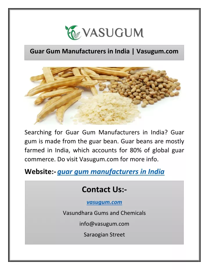 guar gum manufacturers in india vasugum com