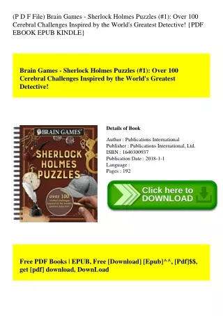 (P D F File) Brain Games - Sherlock Holmes Puzzles (#1) Over 100 Cerebral Challenges Inspired by the World's Greatest De