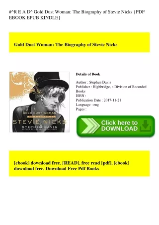 #^R E A D^ Gold Dust Woman The Biography of Stevie Nicks {PDF EBOOK EPUB KINDLE}