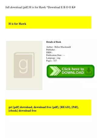 full download [pdf] H is for Hawk ^Download E B O O K#