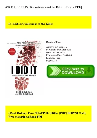 #^R E A D^ If I Did It Confessions of the Killer [EBOOK PDF]