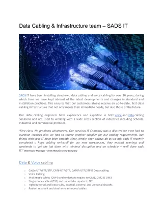 data cabling infrastructure team sads it