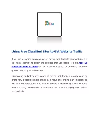 Using Free Classified Sites to Get Website1