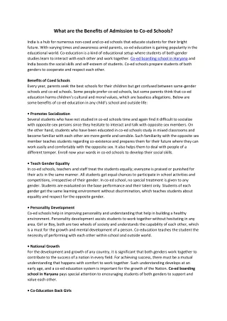 What are the Benefits of Admission to Co-ed Schools?