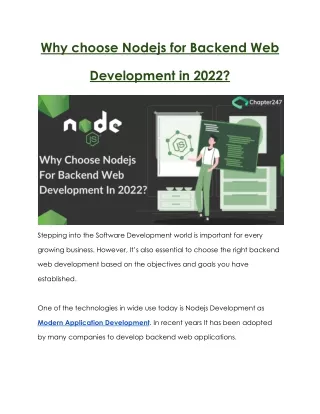 why choose nodejs for backend web